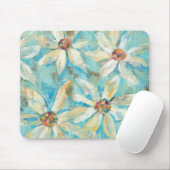 Weiße Gänseblümchen auf Blau Mousepad (Mit Mouse)