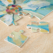 Weiße Gänseblümchen auf Blau Puzzle (Seite)