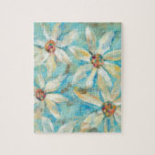 Weiße Gänseblümchen auf Blau Puzzle (Vertikal)