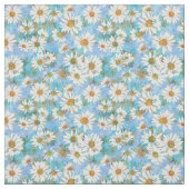 Weiße Gänseblümchen auf blauem Blumenmuster Stoff (Muster)
