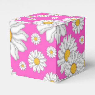 Weiße Gänseblümchen auf Hot-Pink-Geschenkbox Geschenkschachtel