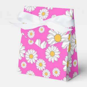 Weiße Gänseblümchen auf Hot-Pink-Geschenkbox Geschenkschachtel