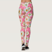 Weiße Gänseblümchen auf rosa Blumenmuster Leggings (Rückseite)
