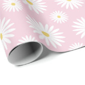 Weiße Gänseblümchen auf Rosa Geschenkpapier (Rolleneckpunkt)