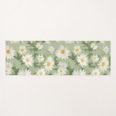Weiße Gänseblümchen auf Salbeigrün Yogamatte (Vorderseite (Horizontal))
