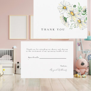 Weiße Gänseblümchen Baby Shower Danke