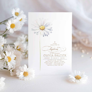 Weiße Gänseblümchen-Blume Boho-Wildblumen-Taufe Einladung