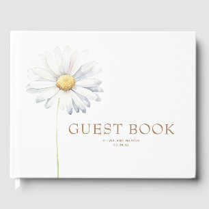 Weiße Gänseblümchen-Blume Elegante Botanische Hoch Gästebuch
