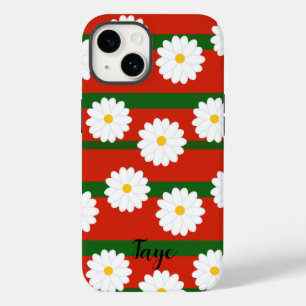 Weiße Gänseblümchen-Blume rotes Frohes Weihnachtsf Case-Mate iPhone 14 Hülle