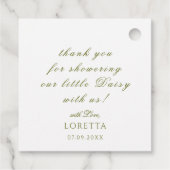 Weiße Gänseblümchen-Blumen-Baby-Shower-Dankeschön  Geschenkanhänger (Rückseite)