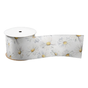 Weiße Gänseblümchen Blumen Boho editierbarer Farb Satinband