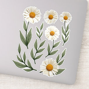Weiße Gänseblümchen-Blumenarrangement Aufkleber