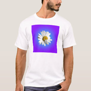 Weiße Gänseblümchen-Blumenflorale lila blaue Abstu T-Shirt