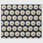 Weiße Gänseblümchen-Blumenmuster fett Schwarz Geschenkpapier (Flach)