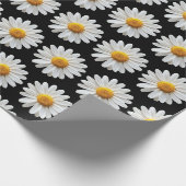 Weiße Gänseblümchen-Blumenmuster fett Schwarz Geschenkpapier (Ecke)
