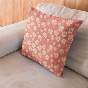 Weiße Gänseblümchen-Blumenmuster mit individuellem Kissen
