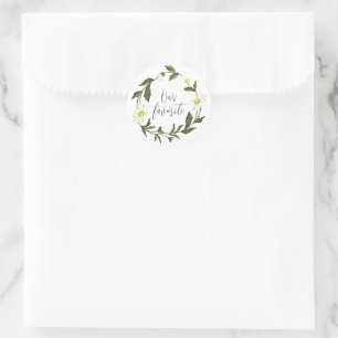Weiße Gänseblümchen Florale Rustikale Hochzeit Runder Aufkleber