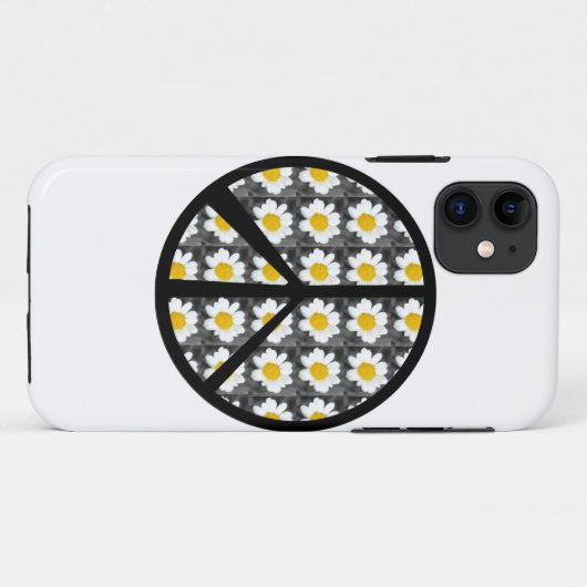 Weiße Gänseblümchen-Friedenszeichen Case-Mate iPhone Hülle (Rückseite (Horizontal))
