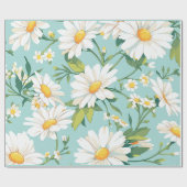 Weiße Gänseblümchen gemustert Geschenkpapier (Flach)
