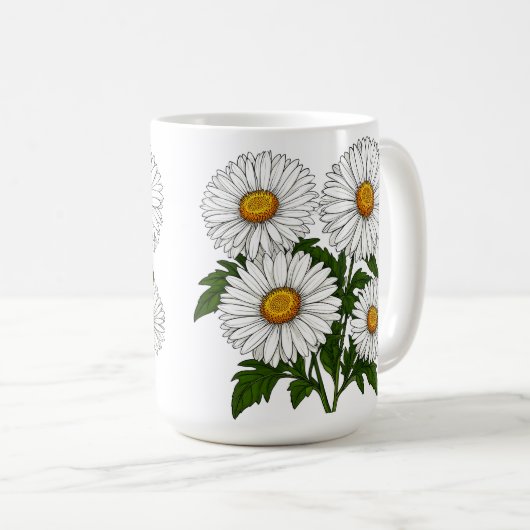 Weiße Gänseblümchen-Gruppe Kaffeetasse (VorderseiteRechts)