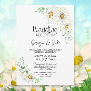 Weiße Gänseblümchen Hochzeitsempfang Einladung