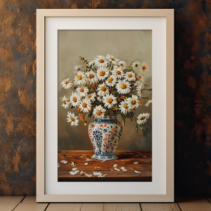 Weiße Gänseblümchen in einer orientalischen Vase G Poster