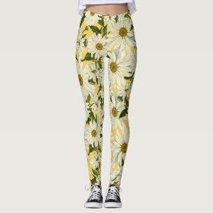 Weiße Gänseblümchen Margerite Gelb Hell Fröhlich Leggings