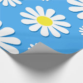 Weiße Gänseblümchen mit blauem Hintergrund Geschenkpapier (Ecke)