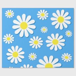 Weiße Gänseblümchen mit blauem Hintergrund Geschenkpapier
