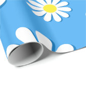 Weiße Gänseblümchen mit blauem Hintergrund Geschenkpapier (Rolleneckpunkt)
