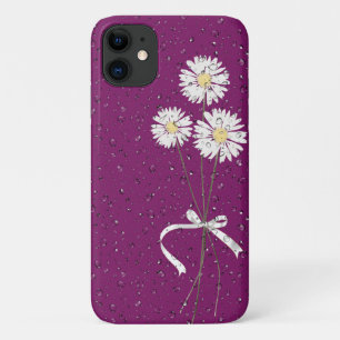 weiße Gänseblümchen mit Regentropfen auf Magenta Case-Mate iPhone Hülle