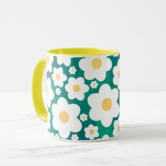 Weiße Gänseblümchen-Tasse Tasse (Vorderseite Links)