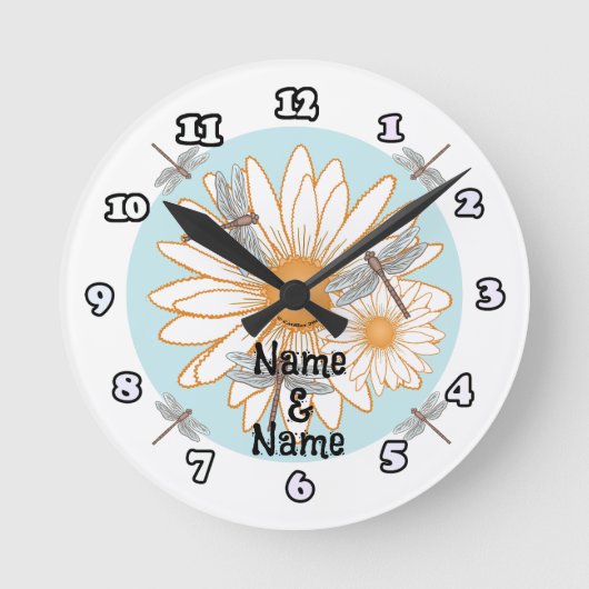 Weiße Gänseblümchenuhr Runde Wanduhr (Vorderseite)