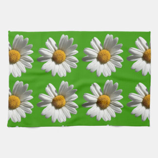 Weiße Gänseblütenmuster auf grüner Blume Handtuch