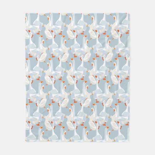 Weiße Gänsemuster Fleecedecke (Vorderseite)