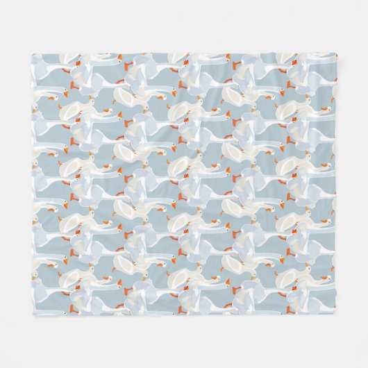 Weiße Gänsemuster Fleecedecke (Vorderseite (Horizontal))