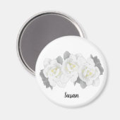 Weiße Gardenia-Blume auf Weiß Magnet (Vorderseite/Rückseite)