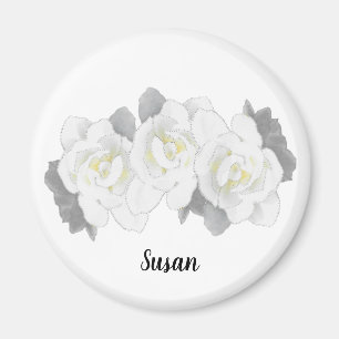 Weiße Gardenia-Blume auf Weiß Magnet