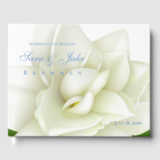 Weiße Gardenien-Hochzeit Gästebuch (Vorderseite)