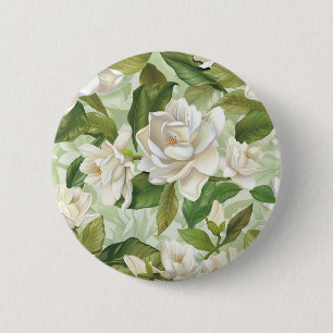 Weiße Gardenienblüten Button