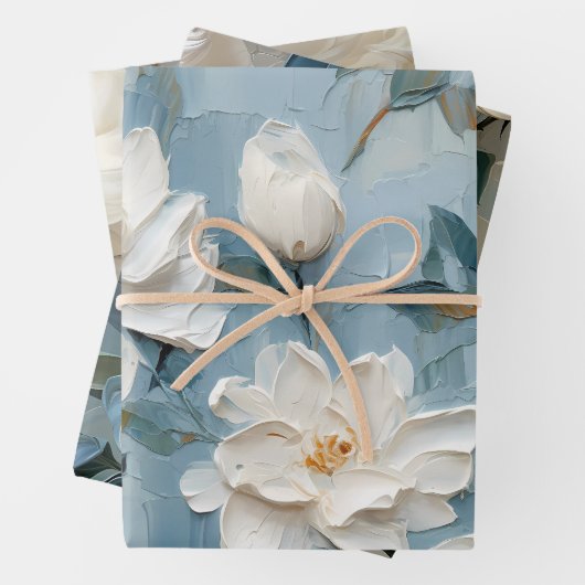 Weiße Gardenienblüten Geschenkpapier Set (Beispiel)
