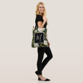 Weiße Gärten Blume und grüne Blätter Tasche (Am Model)
