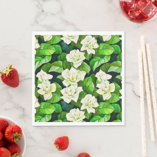 Weiße Gartenanlagen und Jade Green Blätter Serviette (Beispiel)