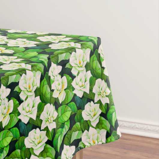 Weiße Gartenanlagen und Jade Green Blätter Tischdecke (Beispiel)