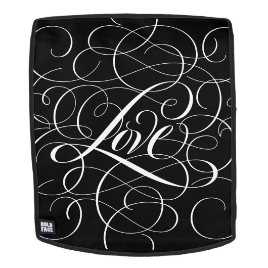 Weiße Geblüht Liebe Kalligrafie Script Letting Rucksack (Abnehmbare Front)