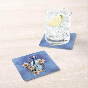Weiße Geige mit Blume - Elegante Musik und Natur Rechteckiger Pappuntersetzer
