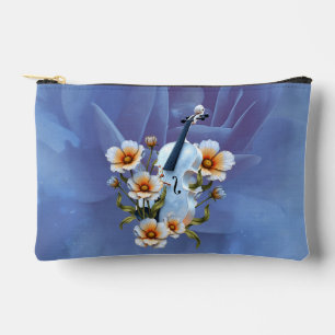 Weiße Geige mit Blume - Elegante Musik und Natur Zubehörtasche