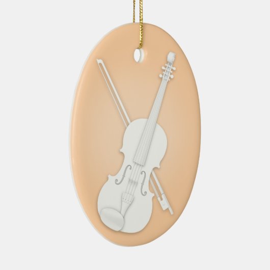 Weiße Geige oder Viola mit Bow Orange Musical Keramik Ornament (Rechts)