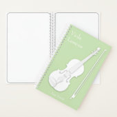 Weiße Geige oder Viola Music Student's Green Custo Notizblock (Innen)
