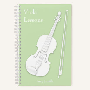 Weiße Geige oder Viola Music Student's Green Custo Notizblock